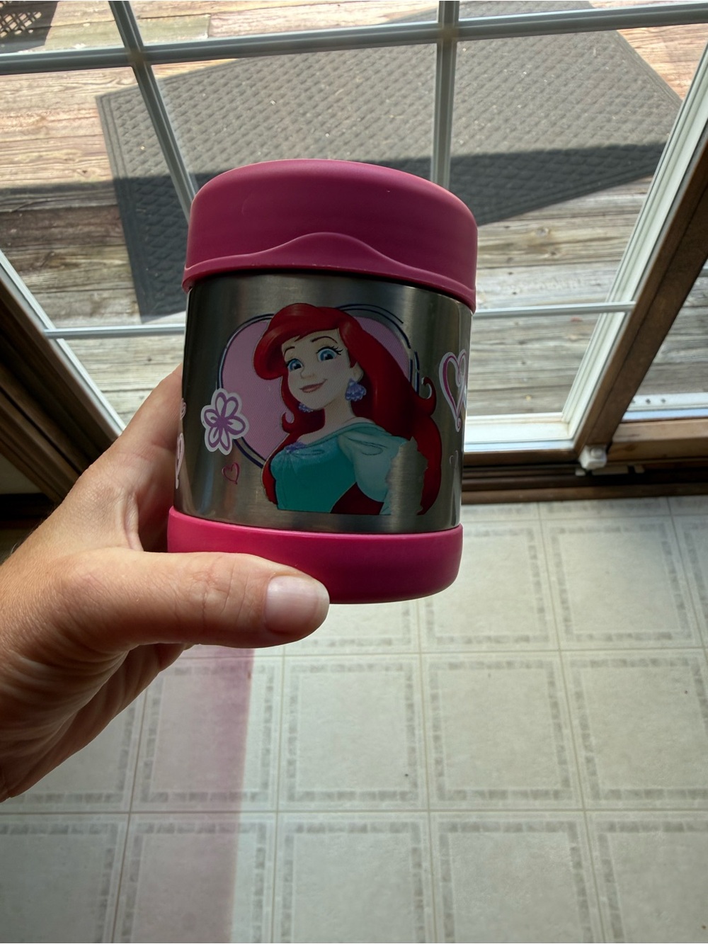 Thermos Pink and Silver Little Mermaid Insulated Food Jar